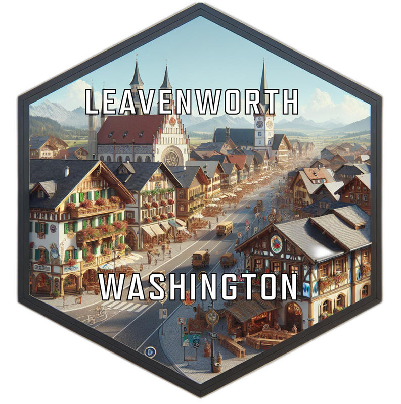 Leavenworth Washington Souvenir Travel Destination Die Cut Hexagon Fridge Magnet 6-Inch