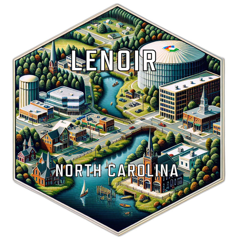 Lenoir North Carolina Souvenir Travel Destination Die Cut Hexagon Fridge Magnet 2-Inch