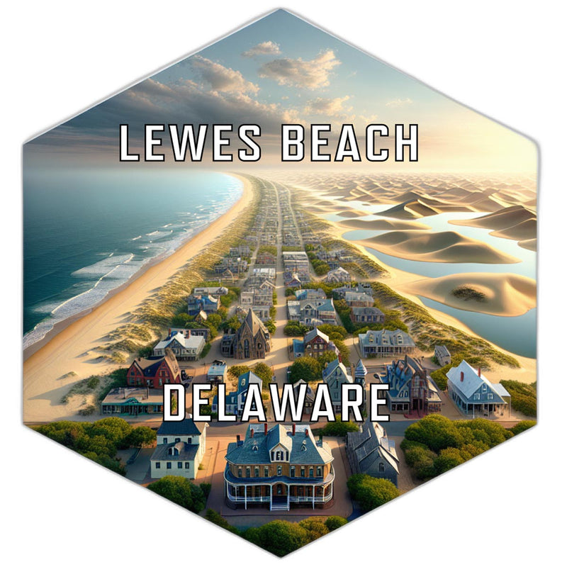 Lewes Beach Delaware Souvenir Travel Destination Die Cut Hexagon Fridge Magnet 2-Inch