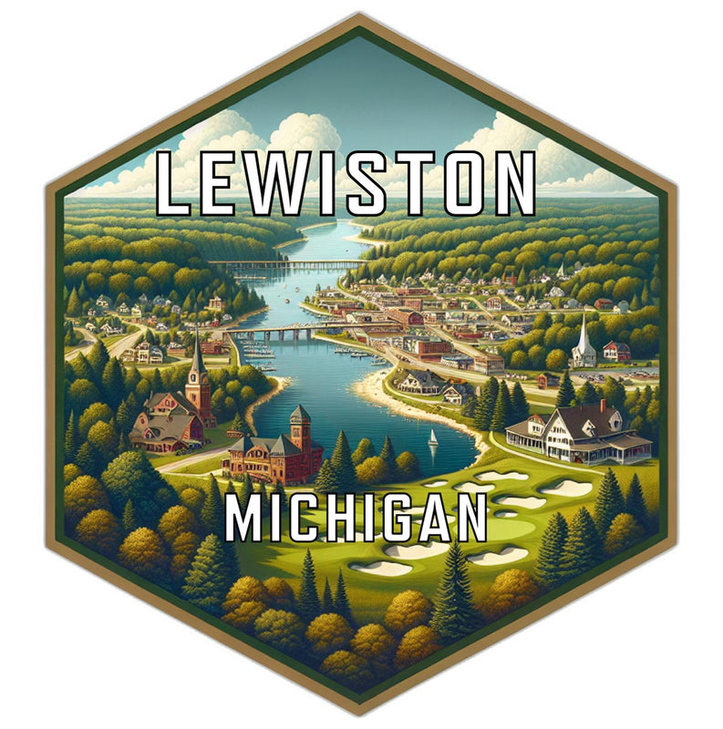Lewiston Michigan Souvenir Travel Destination Die Cut Hexagon Fridge Magnet 2-Inch