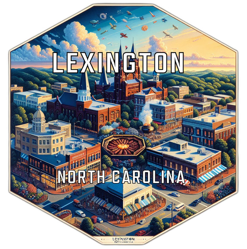 Lexington North Carolina Souvenir Travel Destination Die Cut Hexagon Fridge Magnet 2-Inch