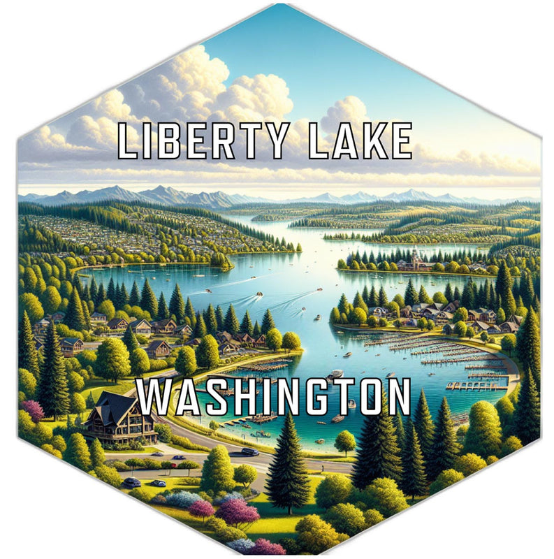 Liberty Lake Washington Souvenir Travel Destination Die Cut Hexagon Fridge Magnet 2-Inch