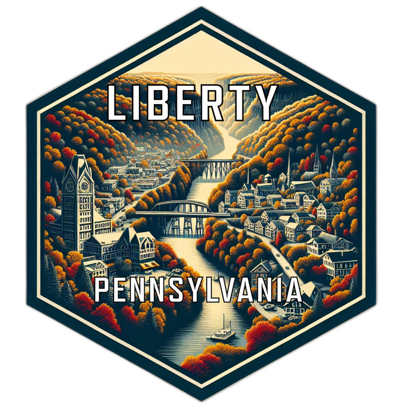 Liberty Pennsylvania Souvenir Travel Destination Die Cut Hexagon Fridge Magnet 2-Inch