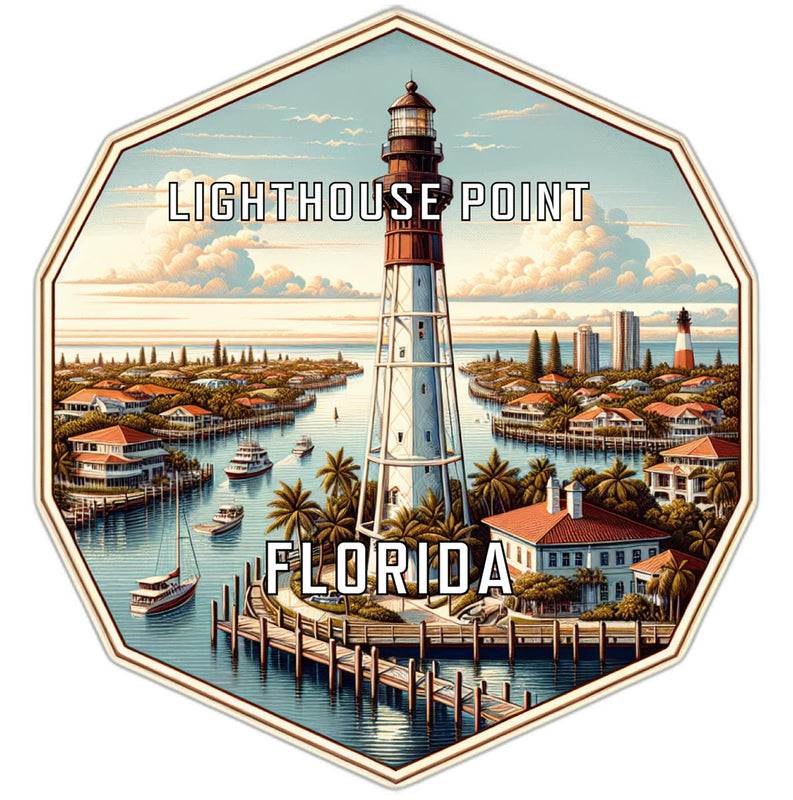 Lighthouse Point Florida Souvenir Travel Destination Die Cut Hexagon Fridge Magnet 2-Inch