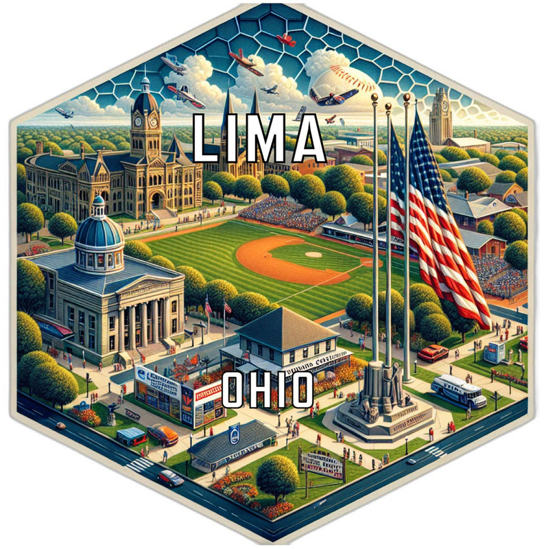 Lima Ohio Souvenir Travel Destination Die Cut Hexagon Fridge Magnet 2-Inch