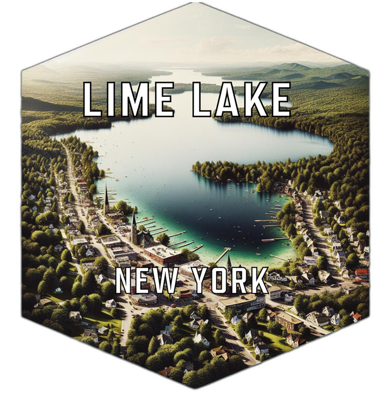 Lime Lake New York Souvenir Travel Destination Die Cut Hexagon Fridge Magnet 2-Inch