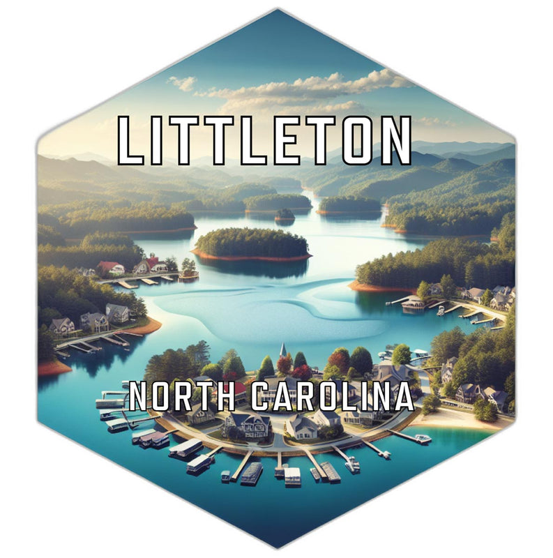 Littleton North Carolina Souvenir Travel Destination Die Cut Hexagon Fridge Magnet 6-Inch