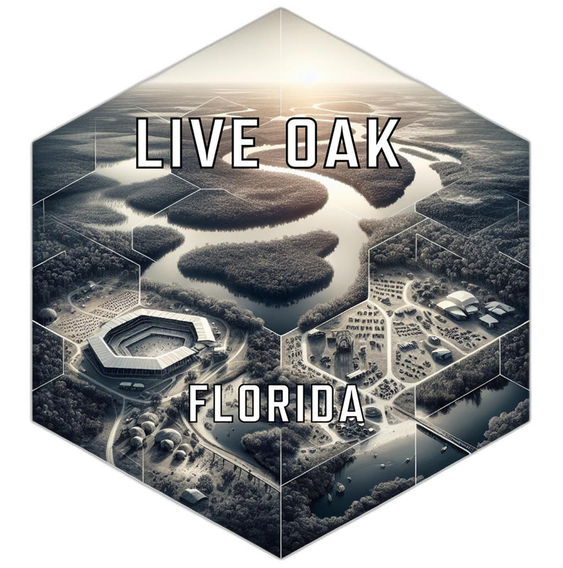 Live Oak Florida Souvenir Travel Destination Die Cut Hexagon Fridge Magnet 4-Inch