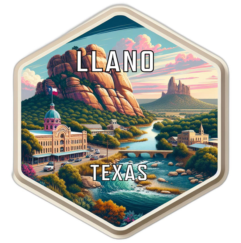Llano Texas Souvenir Travel Destination Die Cut Hexagon Fridge Magnet 2-Inch