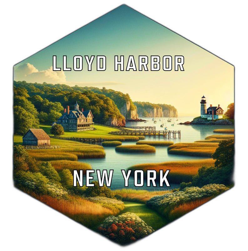Lloyd Harbor New York Souvenir Travel Destination Die Cut Hexagon Fridge Magnet 2-Inch