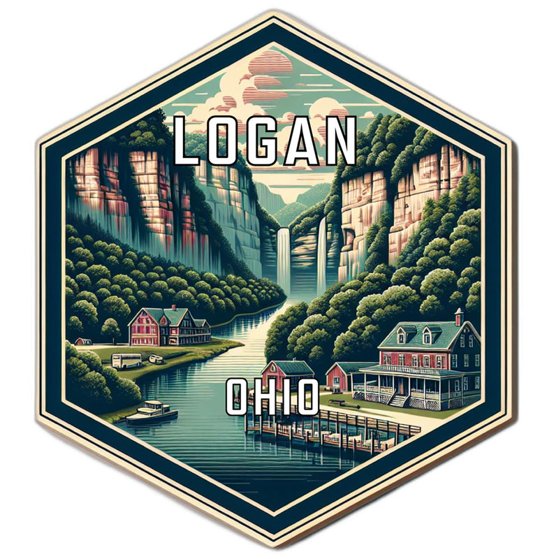 Logan Ohio Souvenir Travel Destination Die Cut Hexagon Fridge Magnet 2-Inch