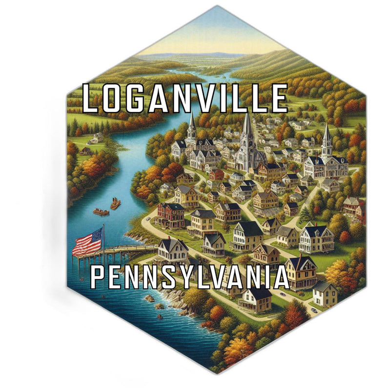 Loganville Pennsylvania Souvenir Travel Destination Die Cut Hexagon Fridge Magnet 2-Inch