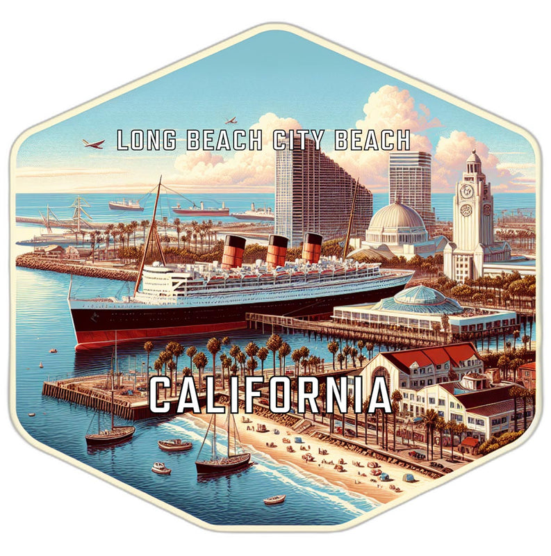 Long Beach City Beach California Travel Destination Souvenir Vinyl Decal Sticker 2-Inch