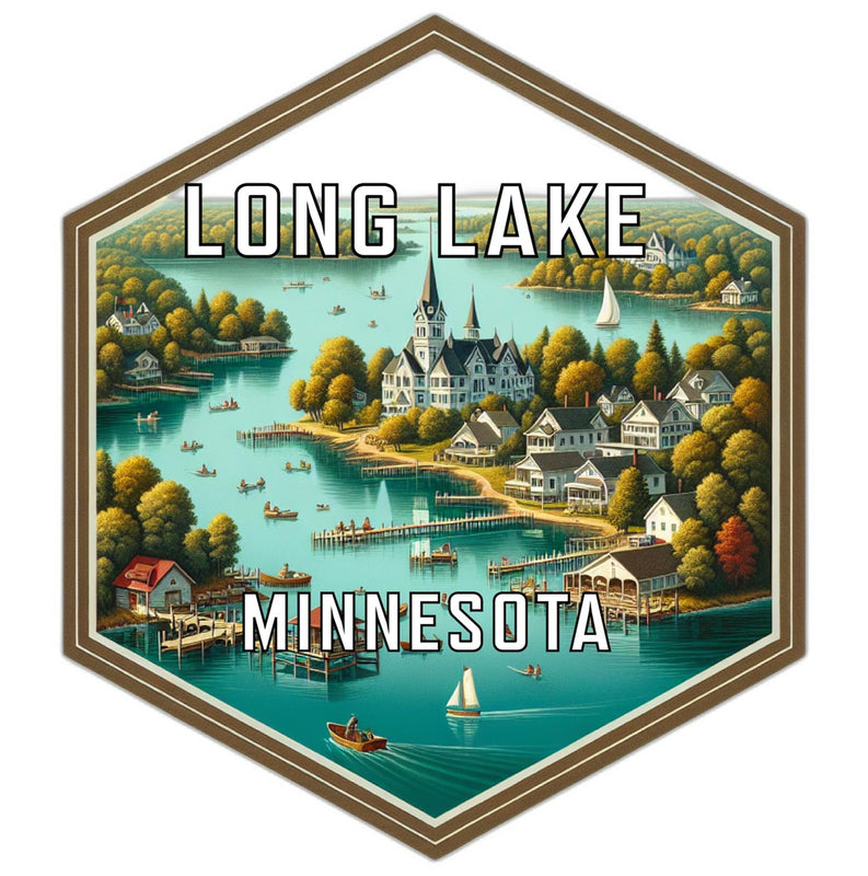 Long Lake Minnesota Souvenir Travel Destination Die Cut Hexagon Fridge Magnet 6-Inch