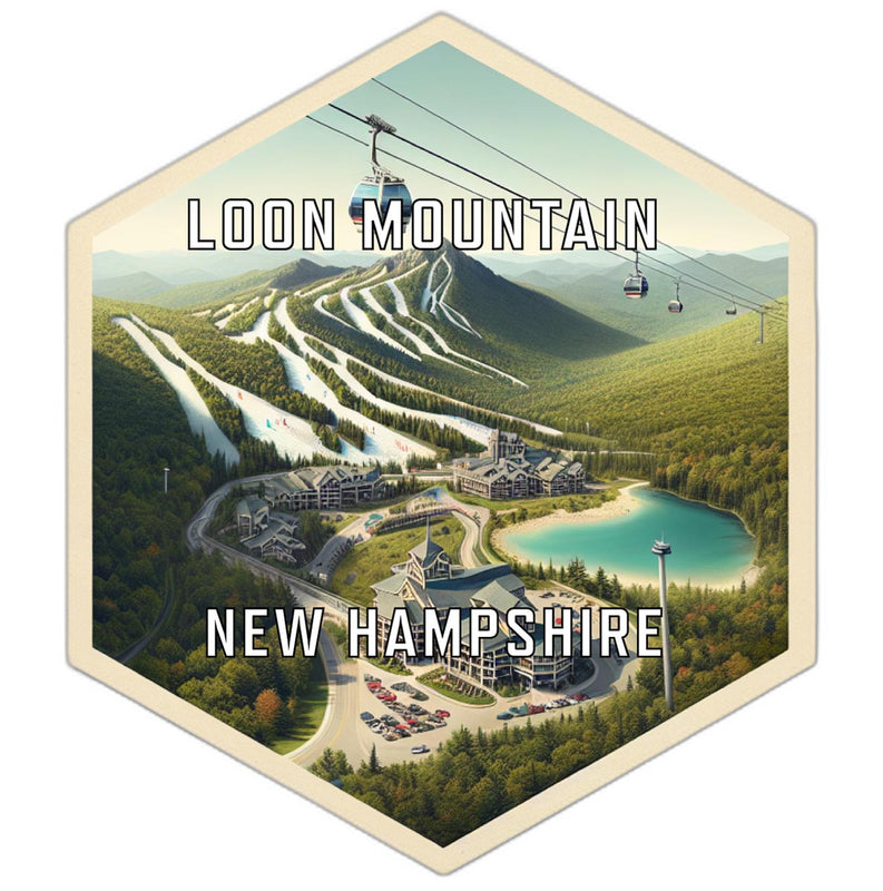 Loon Mountain New Hampshire Souvenir Travel Destination Die Cut Hexagon Fridge Magnet 2-Inch