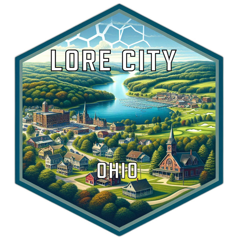 Lore City Ohio Souvenir Travel Destination Die Cut Hexagon Fridge Magnet 2-Inch