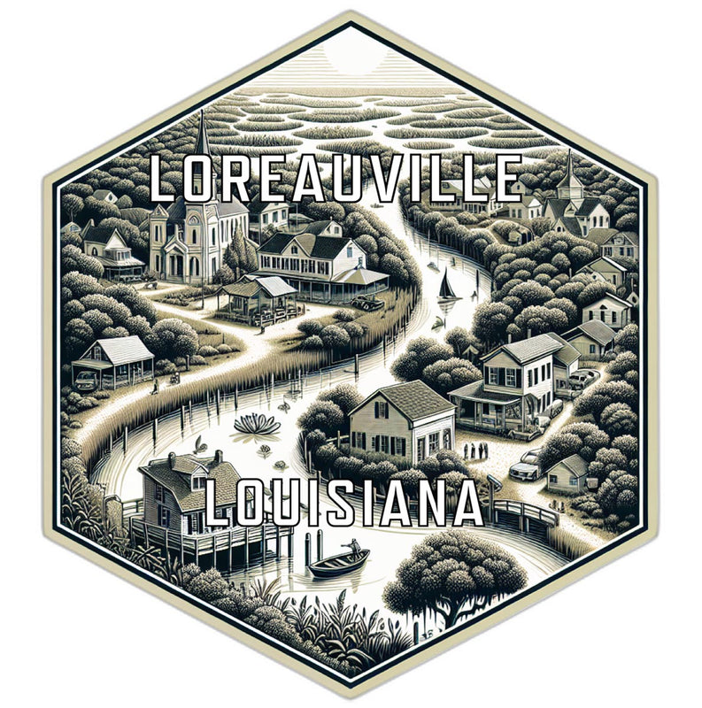 Loreauville Louisiana Souvenir Travel Destination Die Cut Hexagon Fridge Magnet 2-Inch
