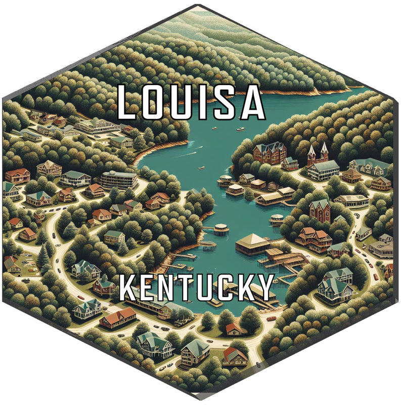 Louisa Kentucky Souvenir Travel Destination Die Cut Hexagon Fridge Magnet 6-Inch