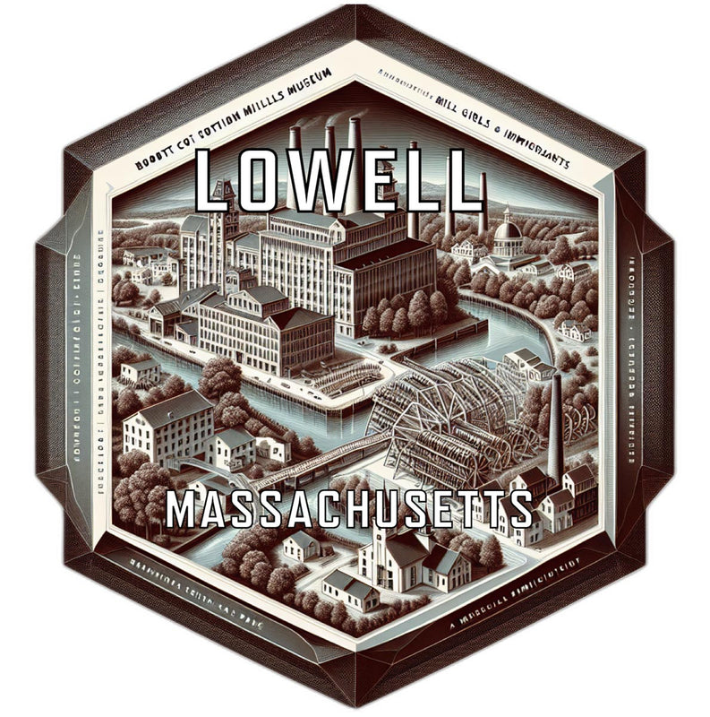 Lowell Massachusetts Travel Destination Souvenir Vinyl Decal Sticker 2-Inch