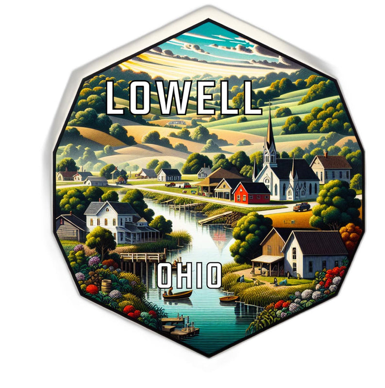 Lowell Ohio Souvenir Travel Destination Die Cut Hexagon Fridge Magnet 2-Inch