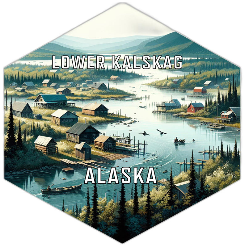 Lower Kalskag Alaska Souvenir Travel Destination Die Cut Hexagon Fridge Magnet 6-Inch