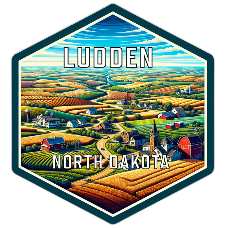 Ludden North Dakota Souvenir Travel Destination Die Cut Hexagon Fridge Magnet 2-Inch