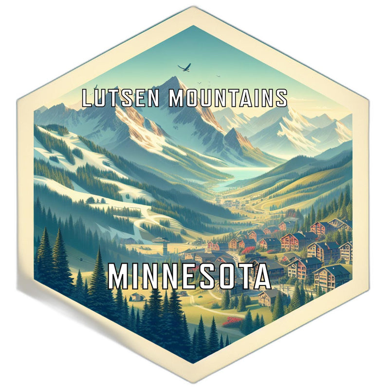 Lutsen Mountains Minnesota Souvenir Travel Destination Die Cut Hexagon Fridge Magnet 4-Inch