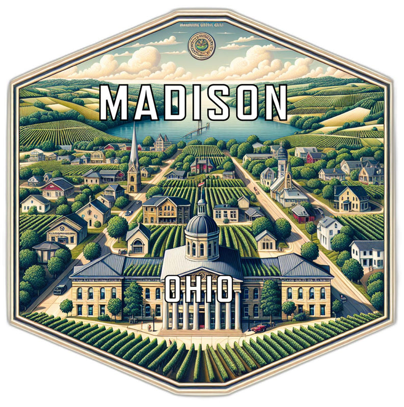 Madison Ohio Souvenir Travel Destination Die Cut Hexagon Fridge Magnet 2-Inch