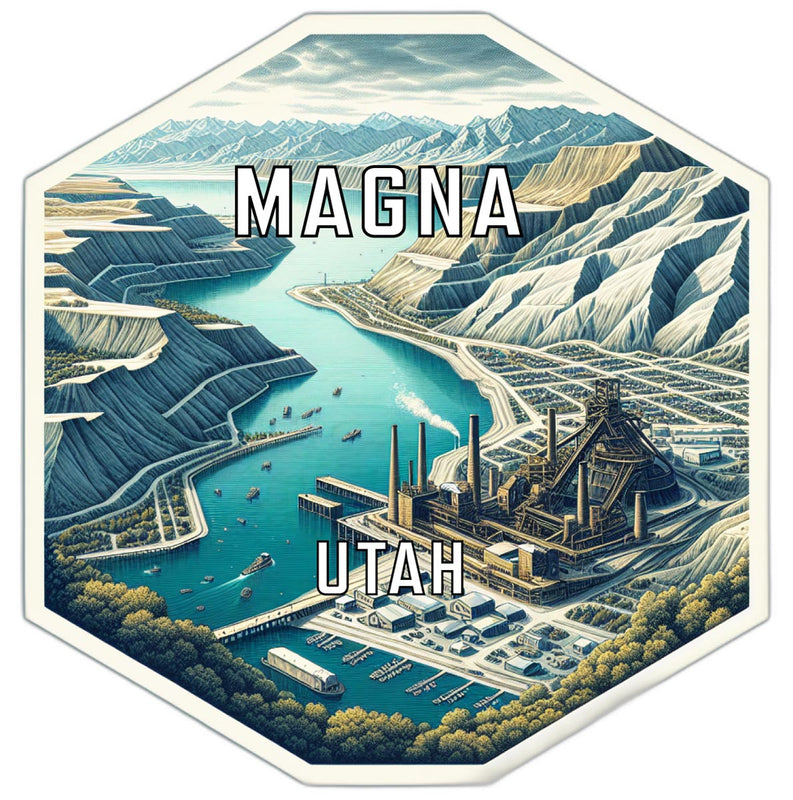 Magna Utah Souvenir Travel Destination Die Cut Hexagon Fridge Magnet 2-Inch