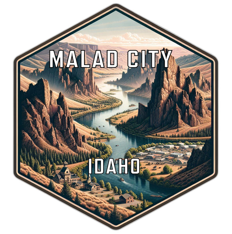Malad City Idaho Souvenir Travel Destination Die Cut Hexagon Fridge Magnet 2-Inch