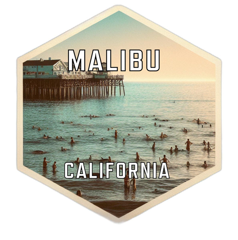 Malibu California Souvenir Travel Destination Die Cut Hexagon Fridge Magnet 2-Inch