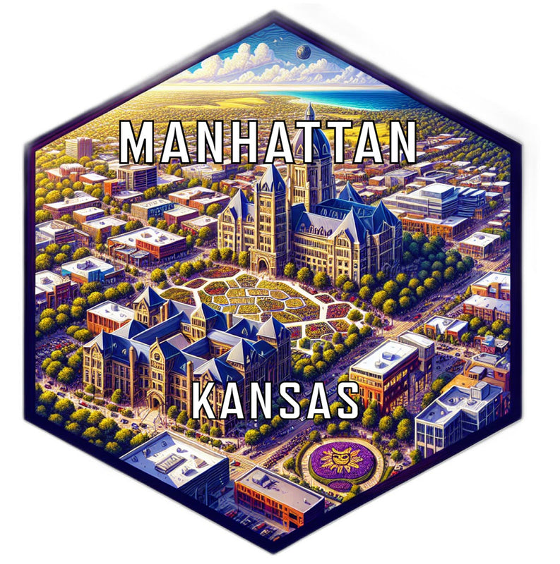 Manhattan Kansas Souvenir Travel Destination Die Cut Hexagon Fridge Magnet 6-Inch
