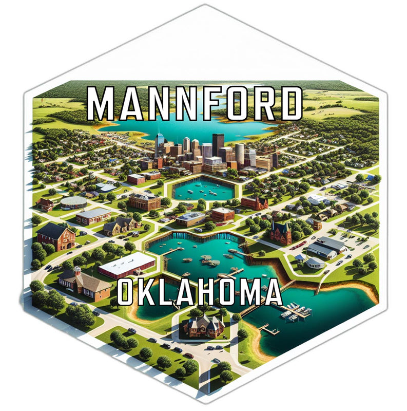 Mannford Oklahoma Souvenir Travel Destination Die Cut Hexagon Fridge Magnet 2-Inch