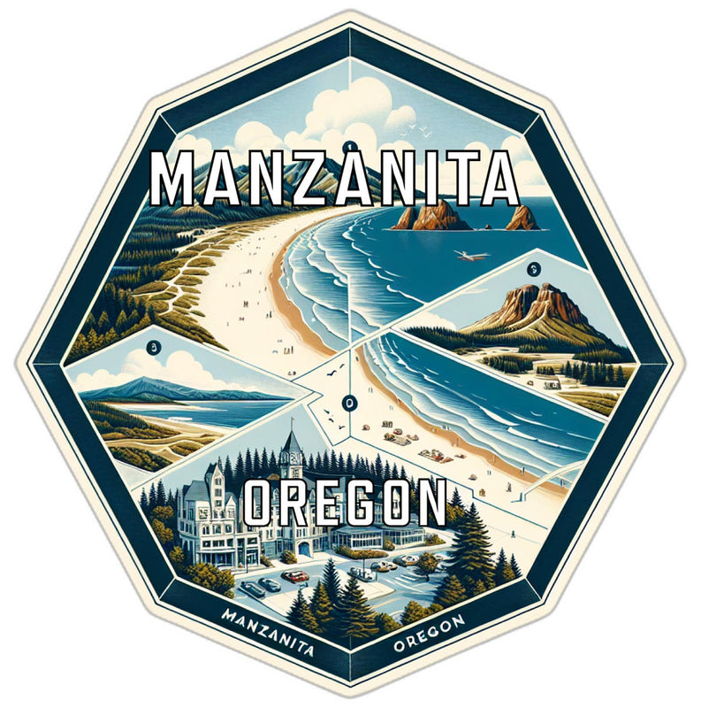 Manzanita Oregon Souvenir Travel Destination Die Cut Hexagon Fridge Magnet 2-Inch