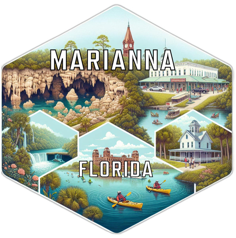 Marianna Florida Souvenir Travel Destination Die Cut Hexagon Fridge Magnet 6-Inch