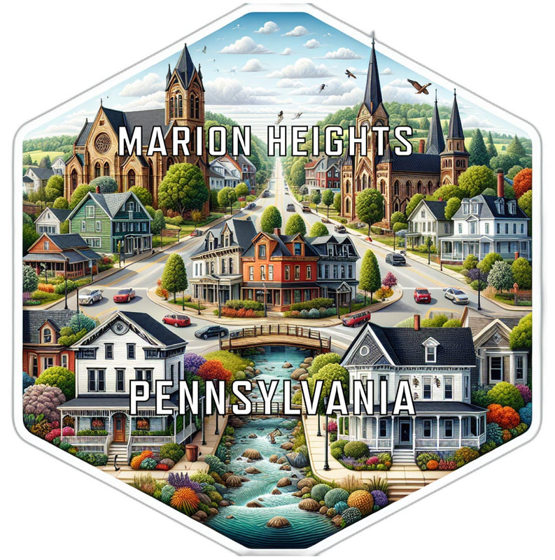Marion Heights Pennsylvania Souvenir Travel Destination Die Cut Hexagon Fridge Magnet 2-Inch
