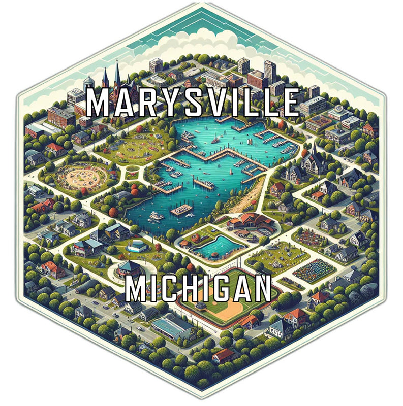 Marysville Michigan Souvenir Travel Destination Die Cut Hexagon Fridge Magnet 6-Inch