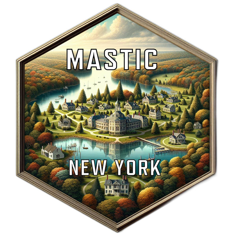 Mastic New York Souvenir Travel Destination Die Cut Hexagon Fridge Magnet 2-Inch