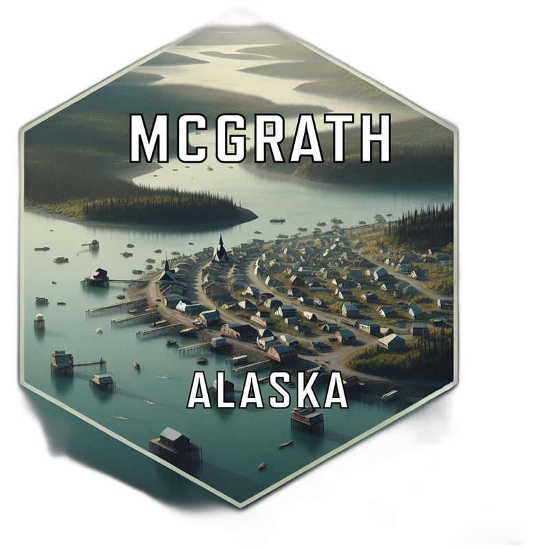 Mcgrath Alaska Souvenir Travel Destination Die Cut Hexagon Fridge Magnet 2-Inch