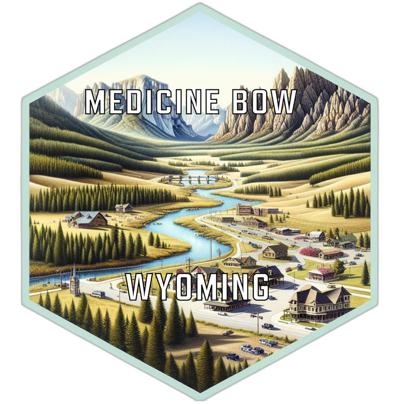 Medicine Bow Wyoming Souvenir Travel Destination Die Cut Hexagon Fridge Magnet 6-Inch