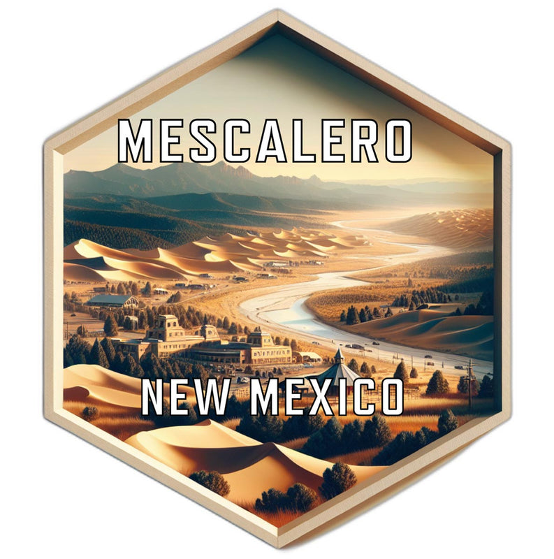 Mescalero New Mexico Souvenir Travel Destination Die Cut Hexagon Fridge Magnet 2-Inch