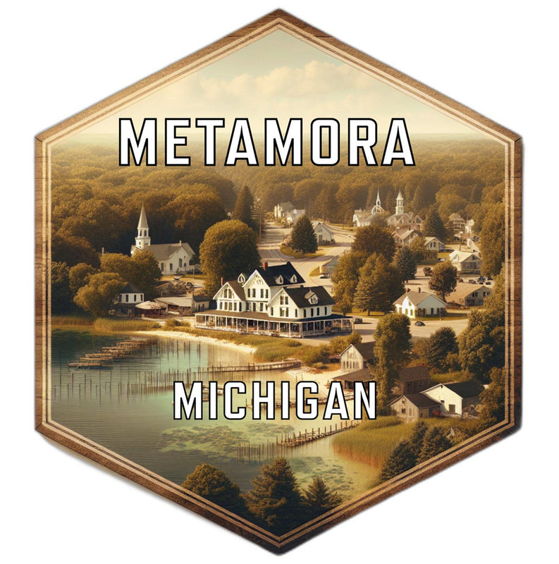 Metamora Michigan Souvenir Travel Destination Die Cut Hexagon Fridge Magnet 6-Inch