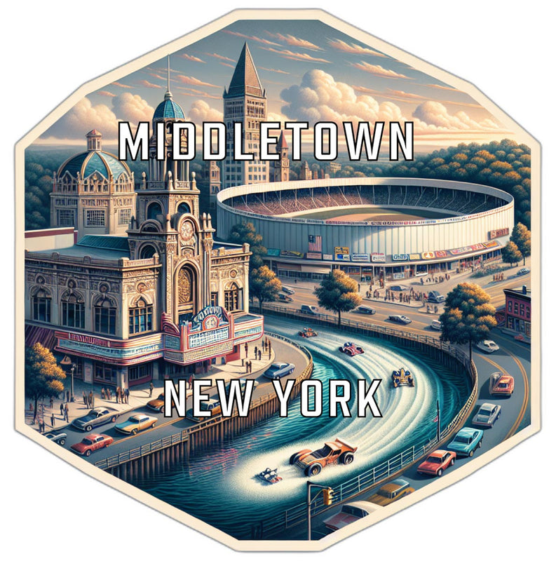 Middletown New York Souvenir Travel Destination Die Cut Hexagon Fridge Magnet 2-Inch