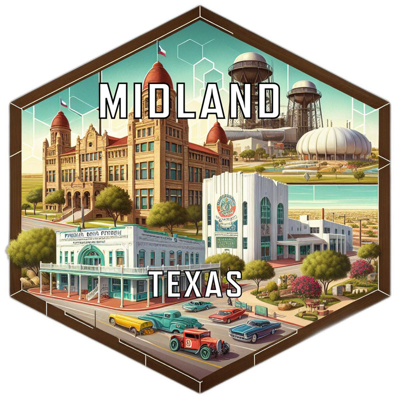 Midland Texas Souvenir Travel Destination Die Cut Hexagon Fridge Magnet 2-Inch