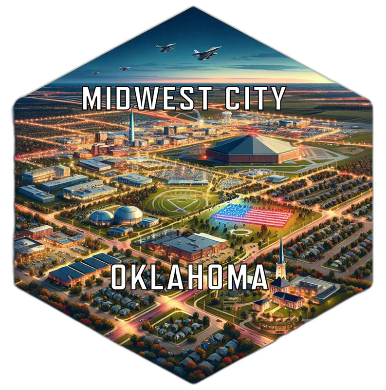 Midwest City Oklahoma Souvenir Travel Destination Die Cut Hexagon Fridge Magnet 2-Inch