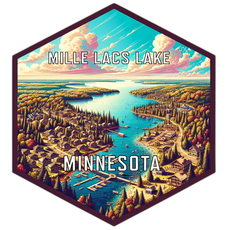Mille Lacs Lake Minnesota Souvenir Travel Destination Die Cut Hexagon Fridge Magnet 2-Inch