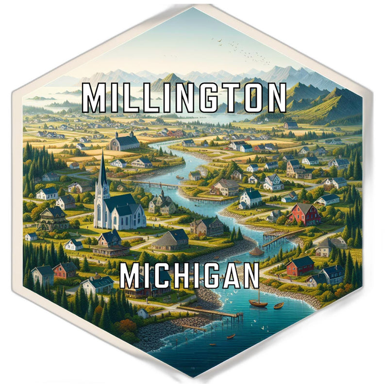 Millington Michigan Souvenir Travel Destination Die Cut Hexagon Fridge Magnet 2-Inch