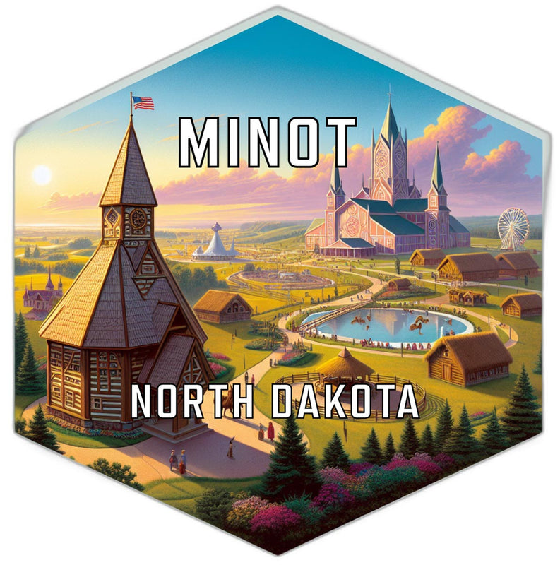 Minot North Dakota Souvenir Travel Destination Die Cut Hexagon Fridge Magnet 6-Inch
