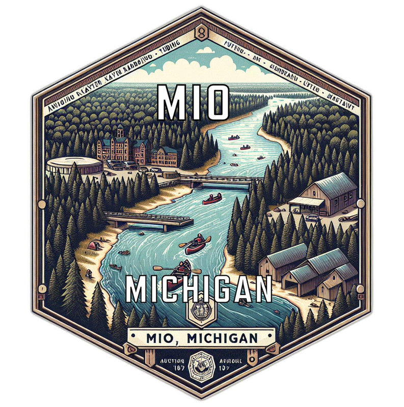 Mio Michigan Souvenir Travel Destination Die Cut Hexagon Fridge Magnet 6-Inch