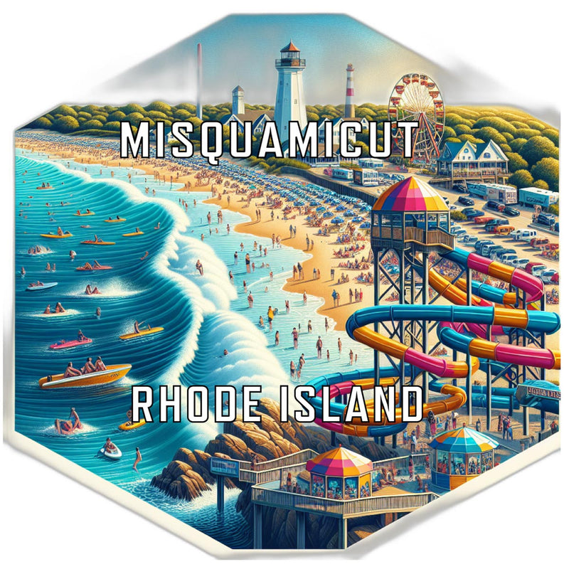 Misquamicut Rhode Island Souvenir Travel Destination Die Cut Hexagon Fridge Magnet 2-Inch